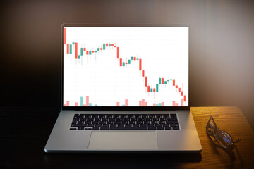 Stock Market Crash, drop in stock prices. Falling trading charts. Business and finance, investment in stock market.