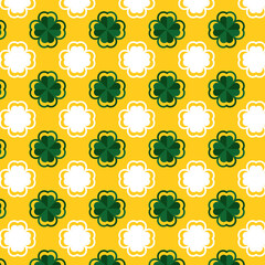 Happy St Patrick Day Seamless Pattern With Yellow Background
