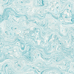 Aegean teal mottled swirl marble nautical texture background. Summer coastal living style home decor. Liquid fluid blue water flow effect dyed textile seamless pattern.