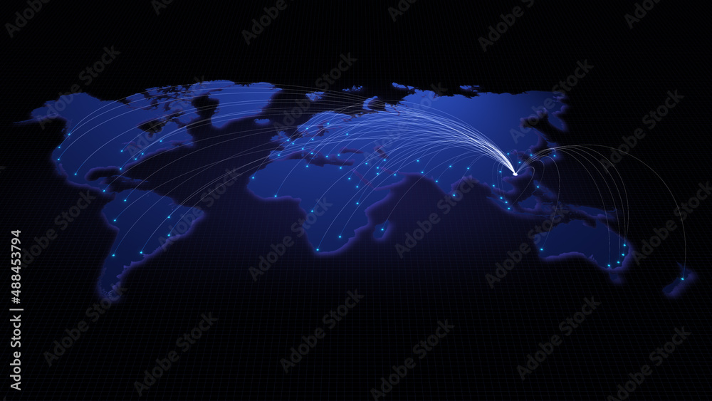 Aufkleber global connectivity from hong kong to other major cities around the world. technology and network co