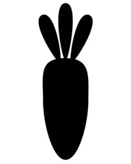Carrot black vector silhouette for logo or pictogram. Carrot vegetable silhouette for icon or sign.
