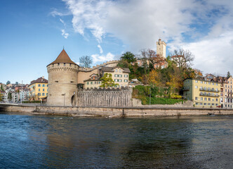 Luzern Skyline and Musegg Wall (Museggmauer) with Nolli Tower (Nolliturm) and Mannli Tower (Mannliturm) - Lucerne, Switzerland