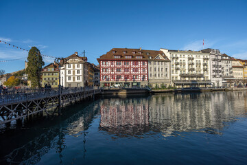 Fototapeta na wymiar Buildings of Luzern Old Town - Lucerne, Switzerland