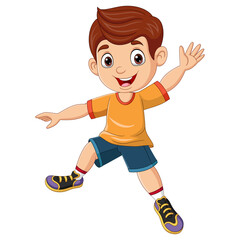 Cartoon funny little boy posing