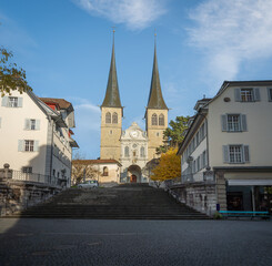 Fototapeta na wymiar Church of St Leodegar - Lucerne, Switzerland