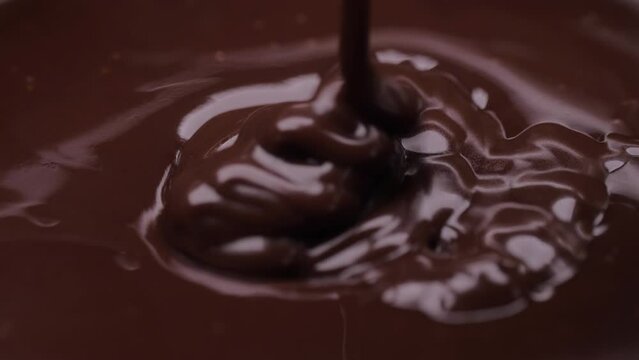 pouring melted chocolate slow motion 4k