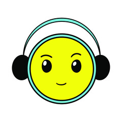 smiley face with headphones