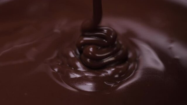 pouring melted chocolate slow motion 4k