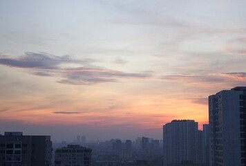 Fototapeta premium Dawn landscape of downtown Hanoi, Vietnam.