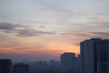 Fototapeta na wymiar Dawn landscape of downtown Hanoi, Vietnam.