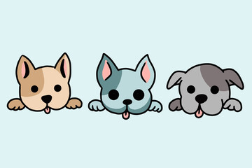 Set Cute Puppy Puppies Dog Pet Cartoon illustration