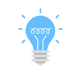 Blue light bulb. Idea, solution concepts. Flat design. Vector illustration