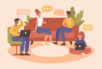 People sitting with gadgets