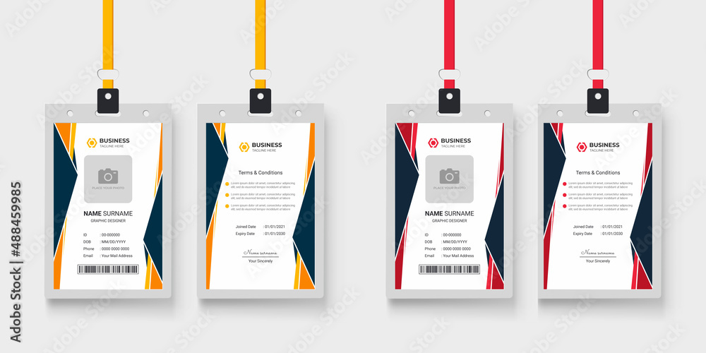 Wall mural creative and abstract layout id card design | office employee id card design with two color variatio