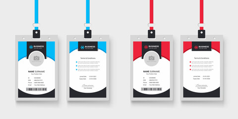 Clean and simple layout id card design  |  corporate company employee identity card design with color variation bundle