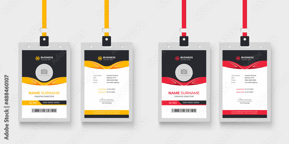 Wall mural modern and creative employee id card design with two color variation | office staff identity card te