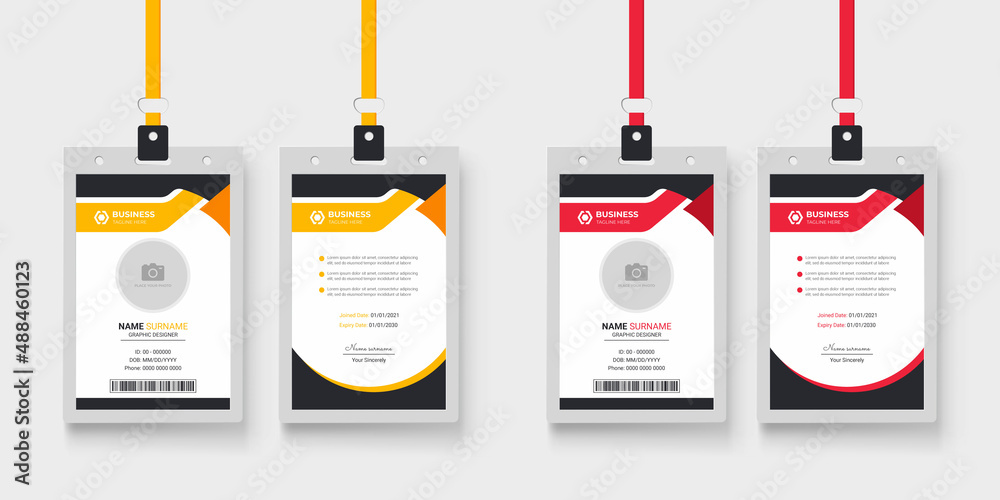 Wall mural clean and simple employee id card template with color variation