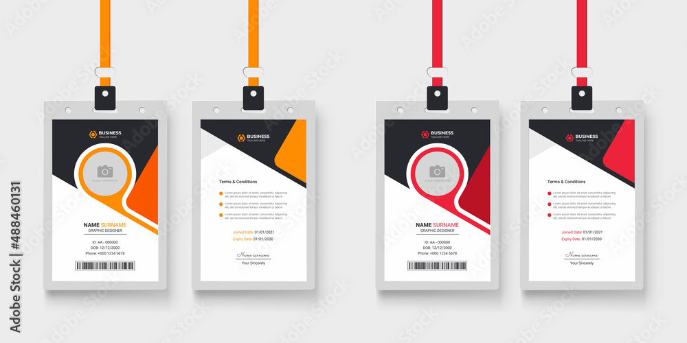 Wall mural clean and simple employee id card template with color variation