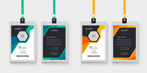 Modern and creative corporate company employee id card template with tow color variation bundle