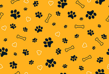 Dog paw seamless pattern