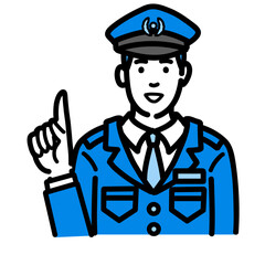 笑顔で提案をしている警察官の男性
