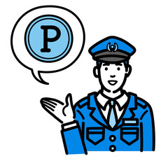 ポイントの説明をしている警察官の男性
