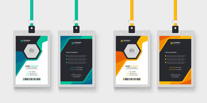 Modern and creative corporate company employee id card template with tow color variation bundle
