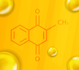 Vitamin K3 chemical formula. Vitamin K3 Realistic chemical molecular structure