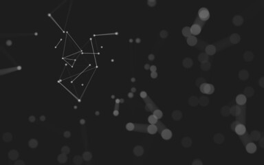 Abstract background. Molecules technology with polygonal shapes, connecting dots and lines. Connection structure. Big data visualization.