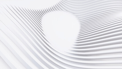 Abstract Curved Shapes. White Circular Background.
