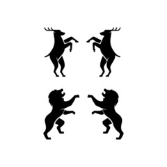 deer and lion animal logo. power shield logo