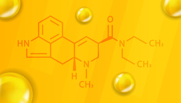 LSD chemical formula. LSD 3D Realistic chemical molecular structure