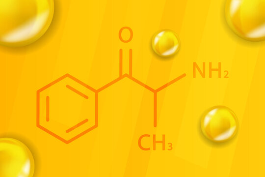 Cathinone chemical formula. Cathinone 3D Realistic chemical molecular structure