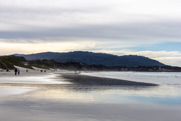 A view on the Pacific ocean with sky and waves