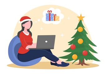 Girl ordering Christmas gifts