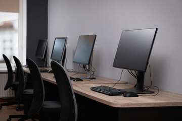 Many modern computers in open space office