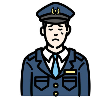 recommend clip art: 悲しそうに涙を流している警察官の男性
                    