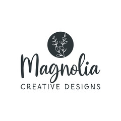 logo for florist business, florist logo, hand drawn magnolia logo, floral logo design, flower, business logo © Brooke