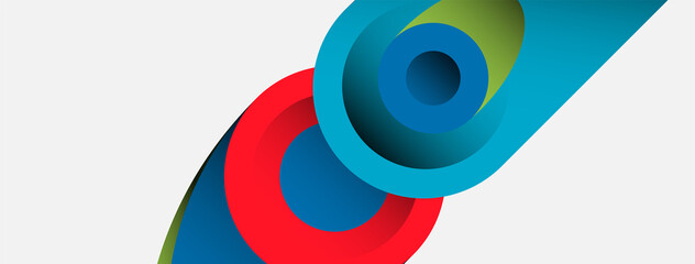 Fototapeta premium Abstract background. Minimal geometric circles and round style shapes with deep shadow effects. Trendy technology business template for wallpaper banner or background