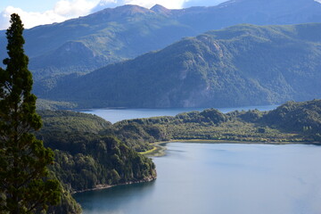 Obraz na płótnie Canvas Landscape Mountain Lake in Patagonia Los Alerces National Park Adventure Travel