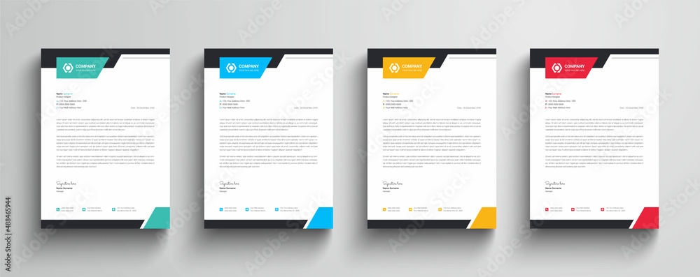 Canvas Prints clean and simple corporate company business letterhead template with color variation bundle