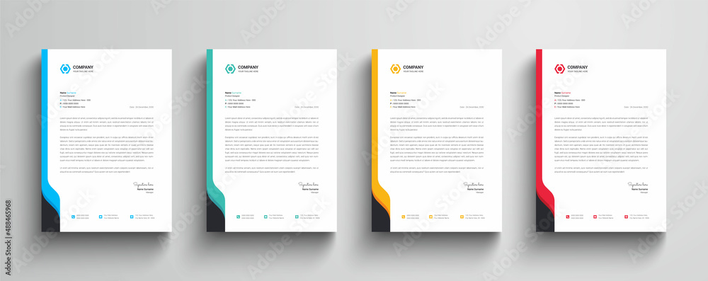 Wall mural modern and minimalist company business letterhead template with color variation bundle