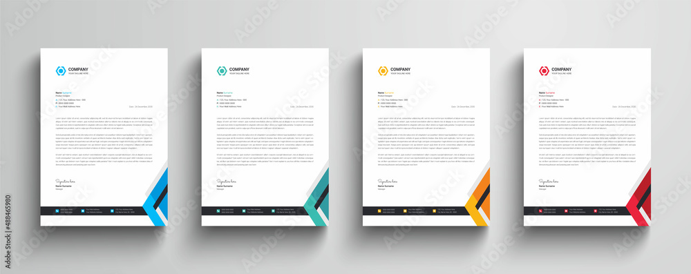 Canvas Prints modern and abstract business letterhead template with color variation bundle