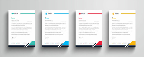 Clean and professional corporate company business letterhead template design with color variation bundle © Pixabee