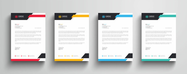Modern and abstract style company business letterhead template design with color variation bundle