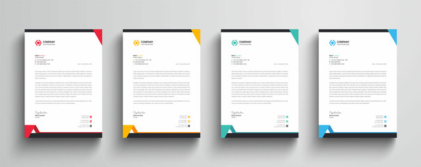 Modern and professional company business letterhead template with color variation bundle