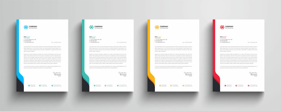 Modern and minimalist company business letterhead template with color variation bundle