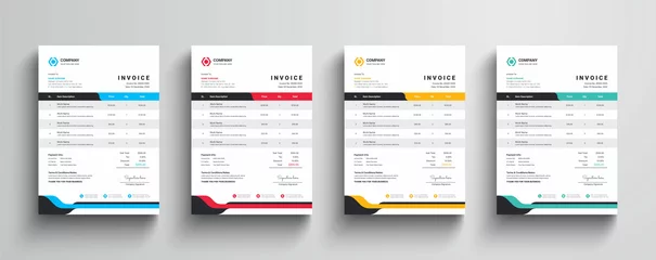 Fotobehang Modern and creative company business invoice template   with color variation bundle © Pixabee