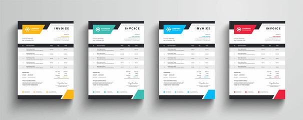 Clean and simple corporate company business invoice template with color variation bundle
