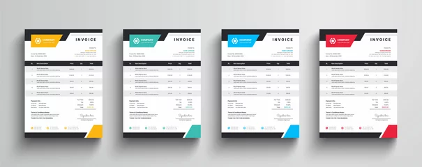 Fotobehang Clean and simple corporate company business invoice template with color variation bundle © Pixabee